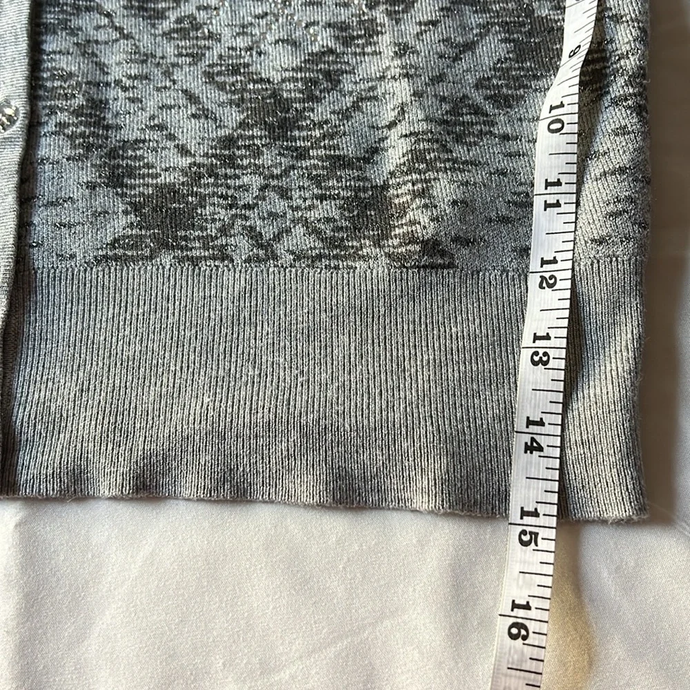 CHARTER CLUB Grey sweater Shiny Embellishments cardigan long sleeves Large EUC - Picture 10 of 10